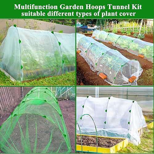Greenhouse Hoops Grow Tunnel 6 Sets of 8FT Long Garden Hoops, Rust-Free Fiberglass Garden Hoops Frame for Garden Netting Raised Bed Plant Shade Cloth Row Cover, DIY Plant Support Garden Stakes- 36pcs - Image 6