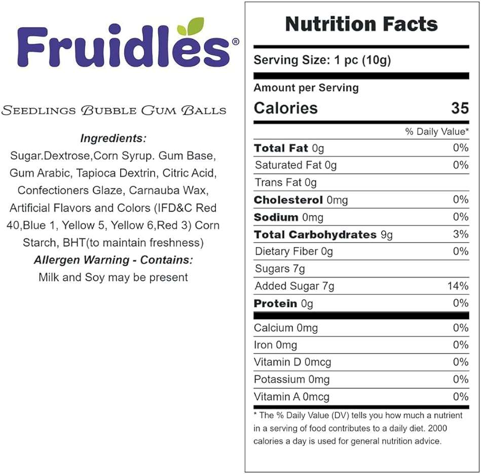 Fruidles Seedlings Bubble Gum Balls, Original Fruit Shaped Candy Buffet Treats, Sprinkles on the Inside, Kosher Certified Parve (Half-Pound) - Image 2
