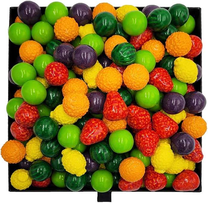 Fruidles Seedlings Bubble Gum Balls, Original Fruit Shaped Candy Buffet Treats, Sprinkles on the Inside, Kosher Certified Parve (Half-Pound) - Image 3