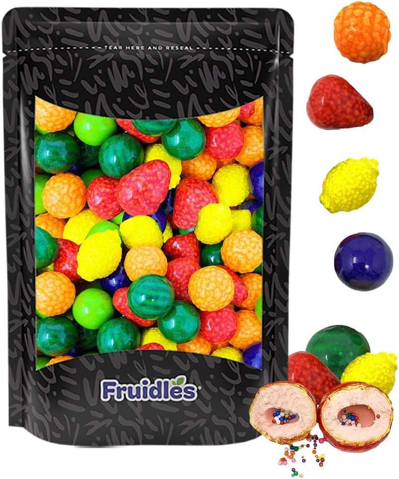Fruidles Seedlings Bubble Gum Balls, Original Fruit Shaped Candy Buffet Treats, Sprinkles on the Inside, Kosher Certified Parve (Half-Pound) - Image 4