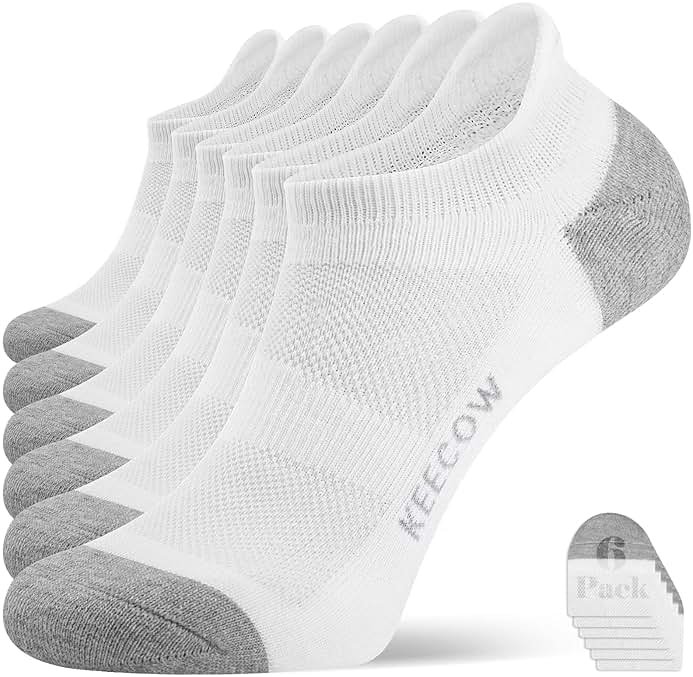 KEECOW Performance Comfort No Show Ankle Cushioned Socks for Men & Women, Athletic, Tab, Short, Running, Outdoor - Product Image