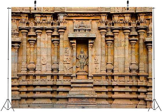 BELECO 7x5ft Fabric Indian Hindu Temple Backdrop Carved Idol on The Wall of Brihadishvara Temple, Thanjavur Background Hinduism Religion Background Indian Landmark Travel Photo Studio Props Wallpaper - Image 5