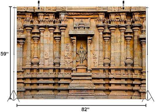 BELECO 7x5ft Fabric Indian Hindu Temple Backdrop Carved Idol on The Wall of Brihadishvara Temple, Thanjavur Background Hinduism Religion Background Indian Landmark Travel Photo Studio Props Wallpaper - Image 8