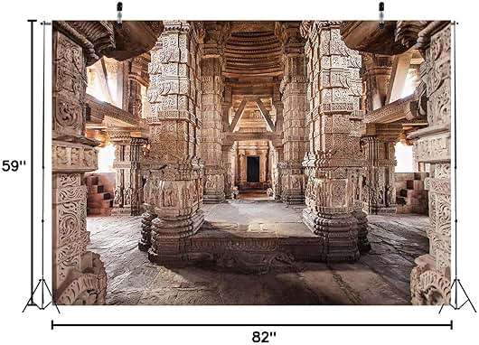 BELECO 7x5ft Fabric Ancient Indian Temple Backdrop Sas Bahu Temple in Gwalior in India Background Historical Carving Buildings Columns Sculptures Hinduism Religion Background Indian Photo Studio Props - Image 8