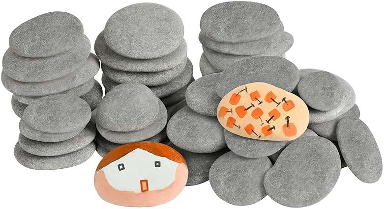 Simetufy 45 Pcs Painting Rocks Bulk, 2"-3" River Rocks for Painting, Flat Smooth Rocks for DIY Painting, Natural River Stones for Arts & Crafting, Kindness Stones - Image 1