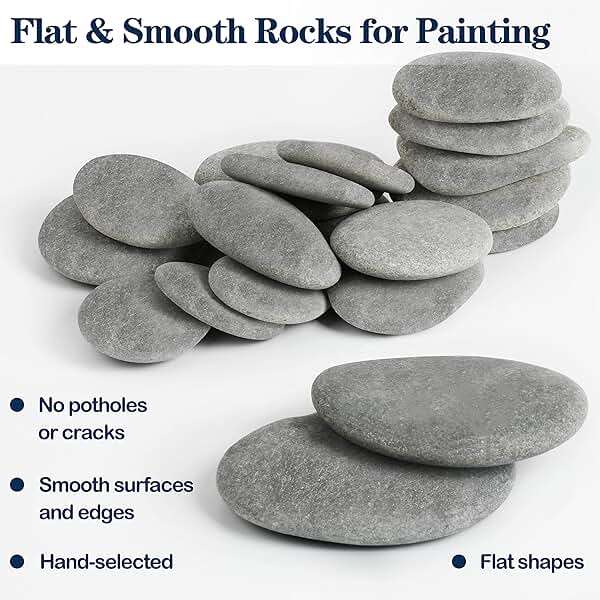 Simetufy 45 Pcs Painting Rocks Bulk, 2"-3" River Rocks for Painting, Flat Smooth Rocks for DIY Painting, Natural River Stones for Arts & Crafting, Kindness Stones - Image 5