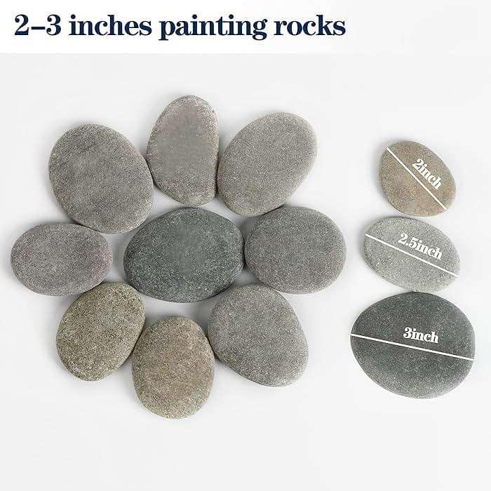 Simetufy 45 Pcs Painting Rocks Bulk, 2"-3" River Rocks for Painting, Flat Smooth Rocks for DIY Painting, Natural River Stones for Arts & Crafting, Kindness Stones - Image 6