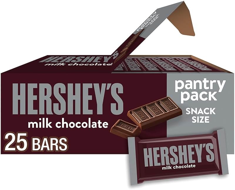 HERSHEY'S Milk Chocolate Snack Size, Candy Bars, 11.25 oz (25 Pieces) - Product Image