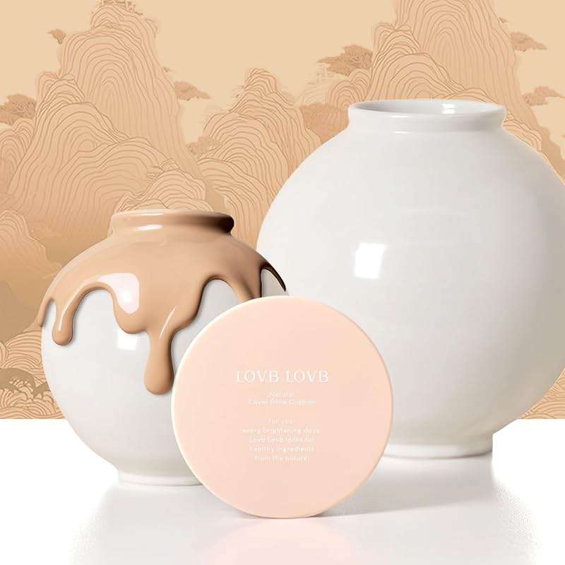 LOVB LOVB Natural Cover Glow Cushion Foundation | Satin Radiant Finish | Korean Foundation Makeup | Long-Lasting Natural Coverage | for All Skin Types 0.42 oz. (23N Natural Beige) - Image 2