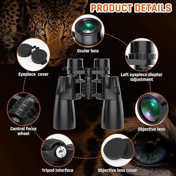 10-30x50 Zoom Binoculars for Adults, High Powered Military Binoculars for Bird Watching Traveling Hunting Concerts with Large View,BAK4,FMC Lens,Clear Low Light Vision at Night - Image 8