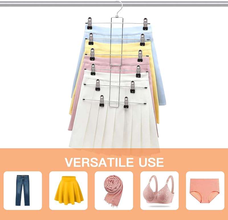 3 Pack Pants-Hangers-Space-Saving,6 Tier-Closet-Organizers-and-Storage Skirt Hangers with Clips,Closet-Organizer-Clothes-Organization-and-Storage Jeans Scarf Hangers,College-Dorm-Room-Essentials Decor - Image 7