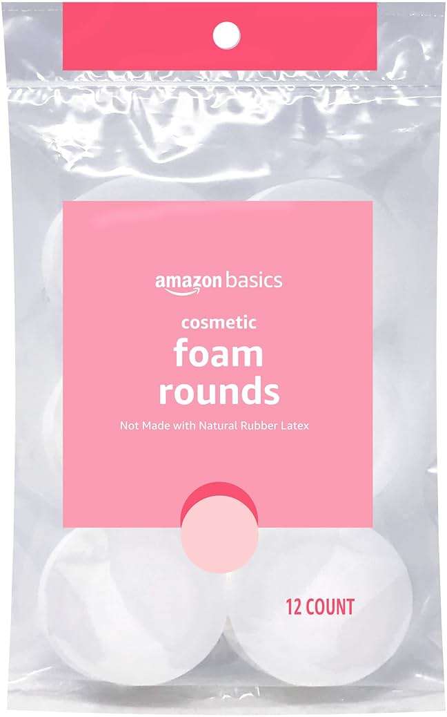 Amazon Basics Cosmetic Foam Rounds, 12 Count, Pack of 1 - Image 1
