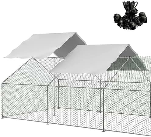 Outdoor Metal Chicken Coop Cover with 44 pcs Ball Bungee Cords, for Large Walk-in Chicken Run Pen, Waterproof, Fence Chicken Cages Cover, 11.38'Lx6.33'W (Only Cover, Frame Not Included) 2 Pack - Product Image