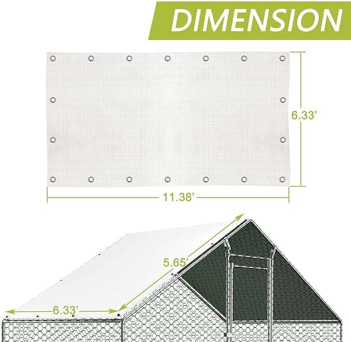 Outdoor Metal Chicken Coop Cover with 44 pcs Ball Bungee Cords, for Large Walk-in Chicken Run Pen, Waterproof, Fence Chicken Cages Cover, 11.38'Lx6.33'W (Only Cover, Frame Not Included) 2 Pack - Image 4