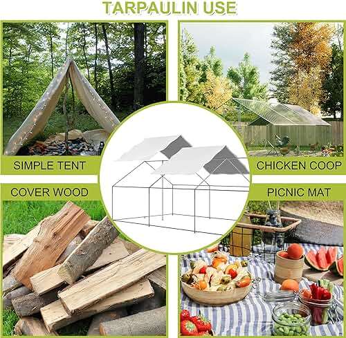 Outdoor Metal Chicken Coop Cover with 44 pcs Ball Bungee Cords, for Large Walk-in Chicken Run Pen, Waterproof, Fence Chicken Cages Cover, 11.38'Lx6.33'W (Only Cover, Frame Not Included) 2 Pack - Image 5