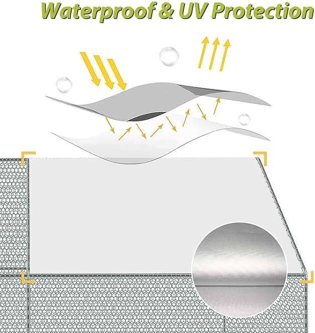 Outdoor Metal Chicken Coop Cover with 44 pcs Ball Bungee Cords, for Large Walk-in Chicken Run Pen, Waterproof, Fence Chicken Cages Cover, 11.38'Lx6.33'W (Only Cover, Frame Not Included) 2 Pack - Image 6