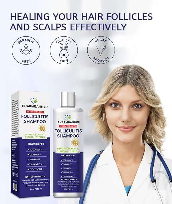 PHARMBANNER Anti-Fungal Shampoo for Folliculitis, Seborrheic Dermatitis, Scalp Psoriasis - Relieves Itchy & Dry Scalp - Image 5