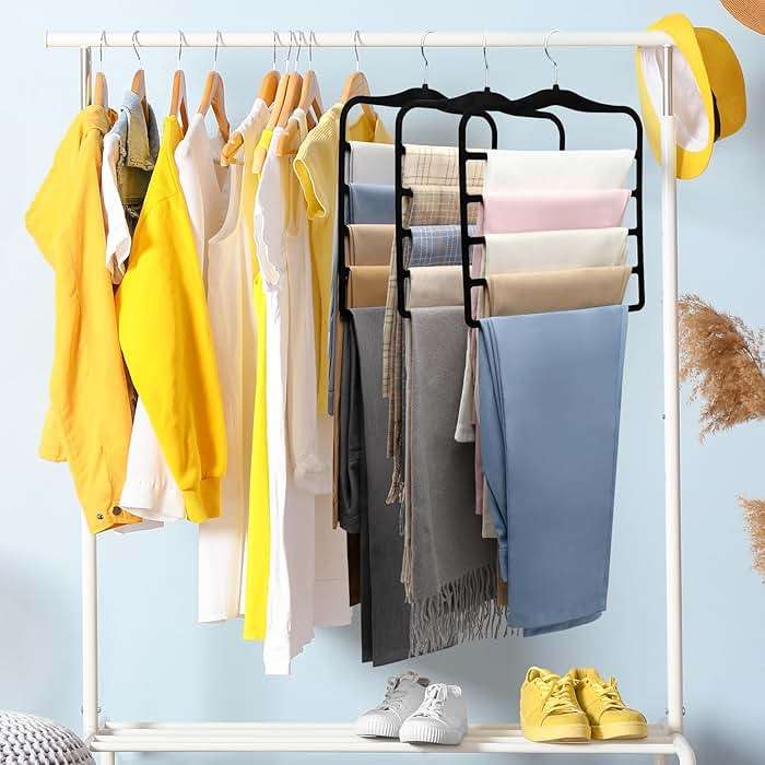 Closet Organizers and Storage,3 Pack Organization and Storage Pants-Hangers-Space-Saving,Velvet Hanger for Dorm Room for College Students Girls Boys Guys Hanging Jean Scarf - Image 2