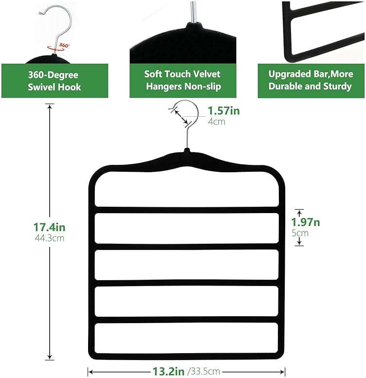 Closet Organizers and Storage,3 Pack Organization and Storage Pants-Hangers-Space-Saving,Velvet Hanger for Dorm Room for College Students Girls Boys Guys Hanging Jean Scarf - Image 3