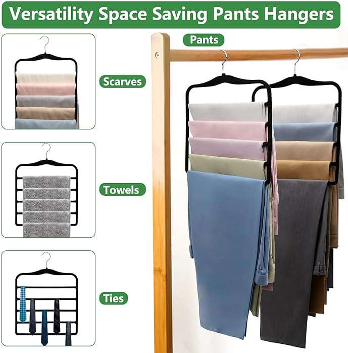 Closet Organizers and Storage,3 Pack Organization and Storage Pants-Hangers-Space-Saving,Velvet Hanger for Dorm Room for College Students Girls Boys Guys Hanging Jean Scarf - Image 6