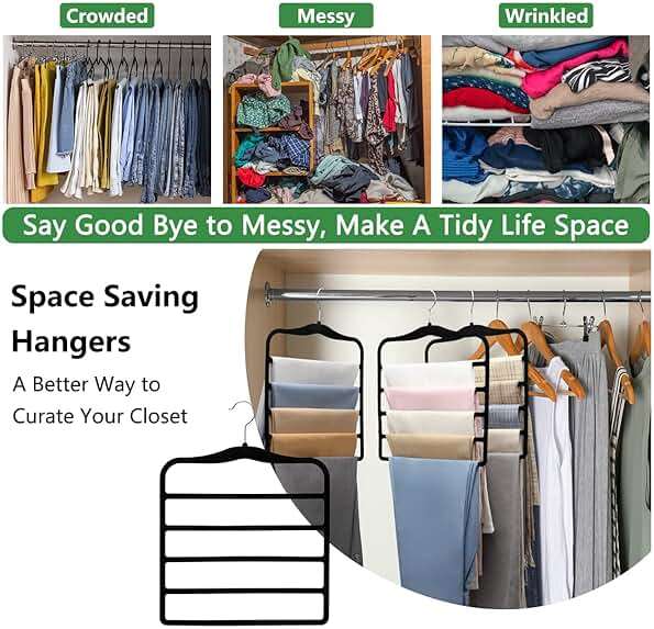 Closet Organizers and Storage,3 Pack Organization and Storage Pants-Hangers-Space-Saving,Velvet Hanger for Dorm Room for College Students Girls Boys Guys Hanging Jean Scarf - Image 7