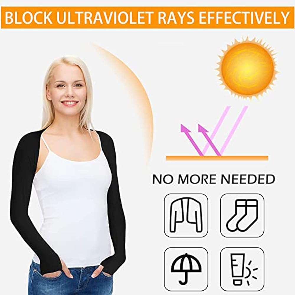 HomTop Cool Shawl Arm Covers 2-Pack Sun Protection with Finger Holes UV Protection Arm Covers for Golf - Image 4