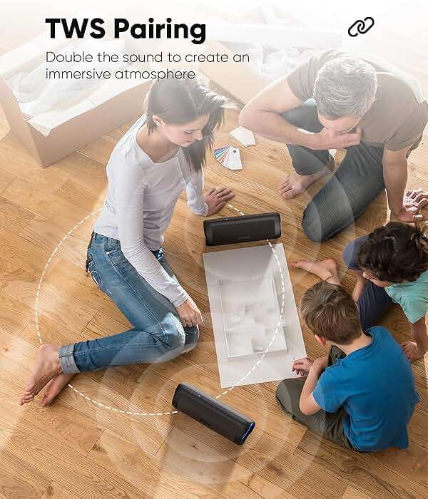 Bluetooth Speaker, 20W HD Sound, Portable Wireless, IPX5 Waterproof, Up to 24H Playtime, TWS, for Home/Party/Outdoor/Camping/Beach Essentials, Birthday Gift for Fathers Day Men Dad Husband (Black) - Image 6