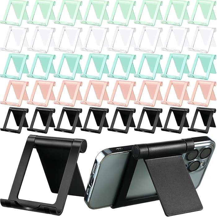 Fabbay 40 Pcs Foldable Cell Phone Stand Desk Multi Angle Tablet Stand Universal Cellphone Holder Portable Smartphone Dock Compatible with Most Mobile Phone and Tablet for Travel(Multicolor) - Product Image