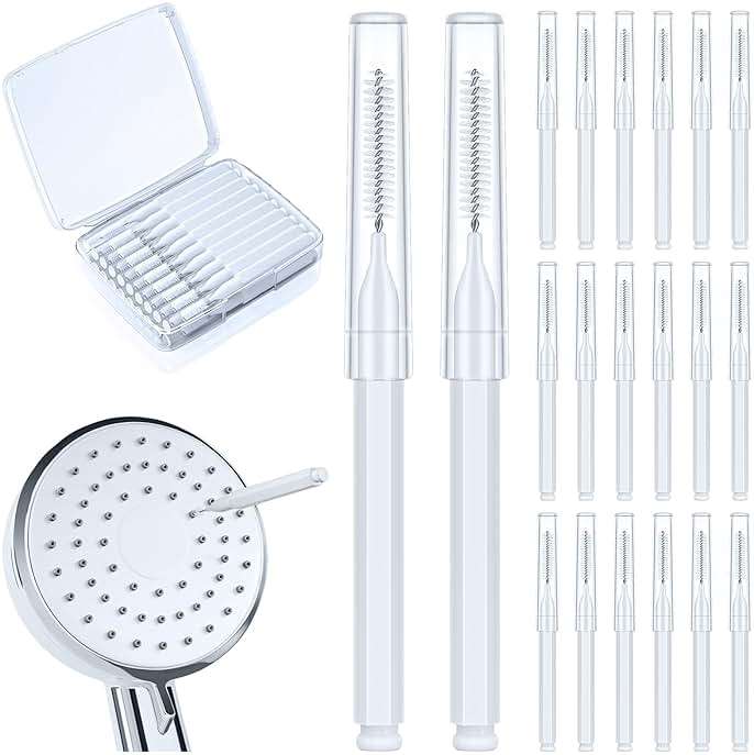 Lumkew Shower Head Cleaning Brush for Small Hole,Multifunctional Shower Head Cleaner Tool Anti-Clogging Nozzle with Storage Boxes, Showerhead Cleaning Brushes Picks for Household Bathroom, White - Image 1