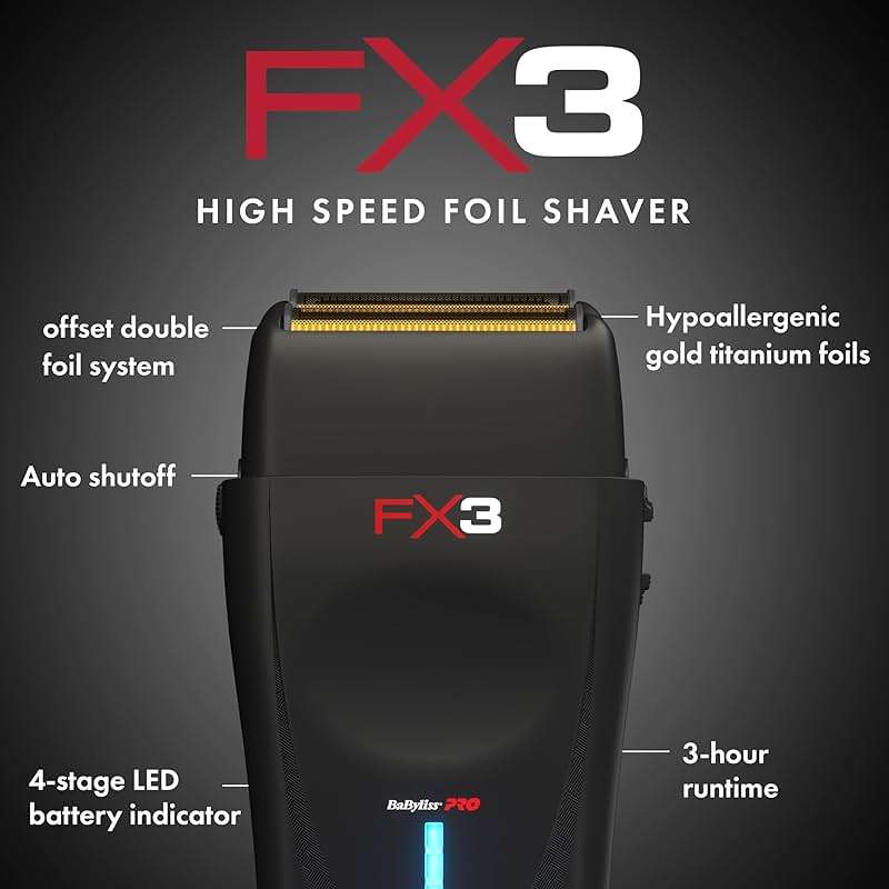 BaBylissPRO Barberology Double Foil Shaver FXX3SB FX3 Professional High-Speed Electric Shaver - Image 5