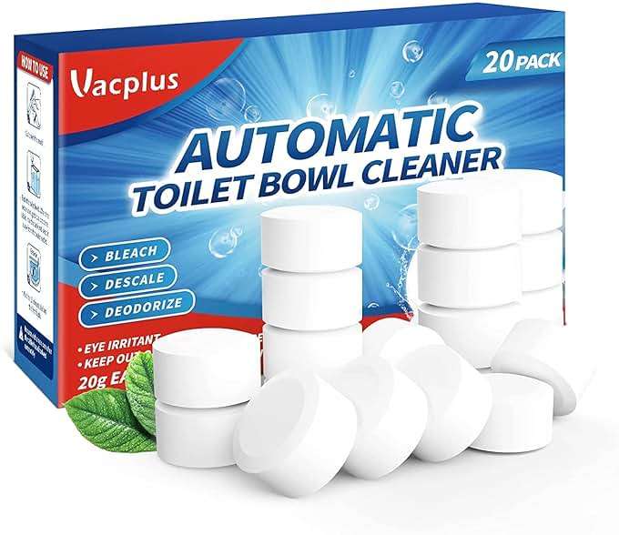 Vacplus Toilet Bowl Cleaner Tablets 20 PACK, Automatic Cleaners with Bleach, Slow-Releasing Toilet Tank Cleaners for Deodorizing & Descaling, Household Toilet Cleaners against Tough Stains - Image 1