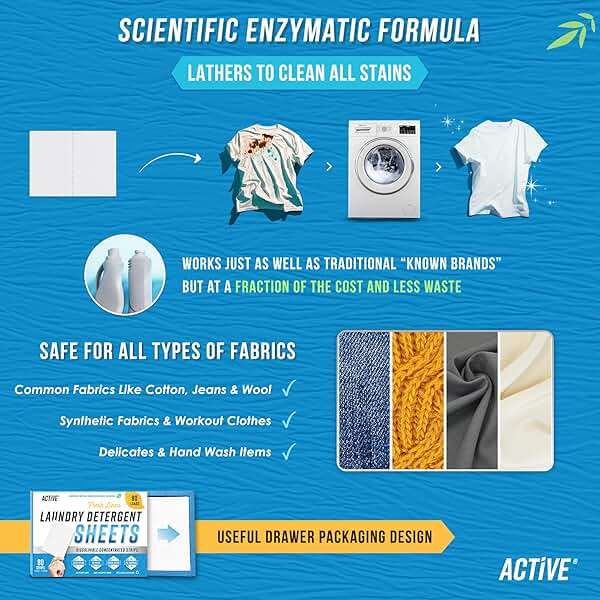 Laundry Detergent Sheets Eco Washing Strips - 80 Loads, Liquidless Fresh Scented Clothes Washer Sheet, Zero Waste Travel Laundry Strip, Dissolvable Space Saving Sheets for HE - Linen Scent - Image 4