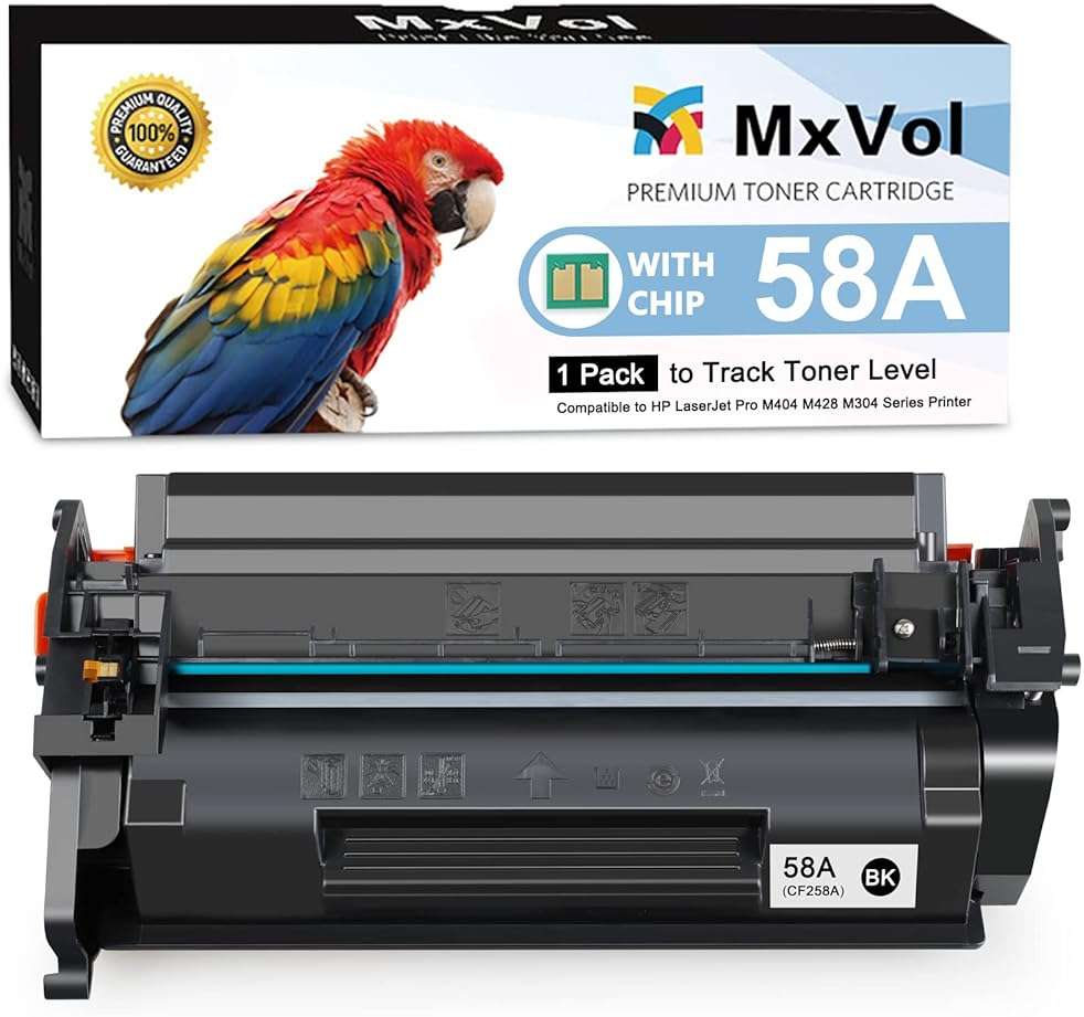 MxVol Compatible 58A Toner Cartridge【Shows Ink Level】 Replacement for HP 58A CF258A 58X CF258X use for HP LaserJet Pro M404n M404dn M404dw MFP M428fdw M428fdn M428dw M404 M428 Printer (Black 1-Pack) - Image 1