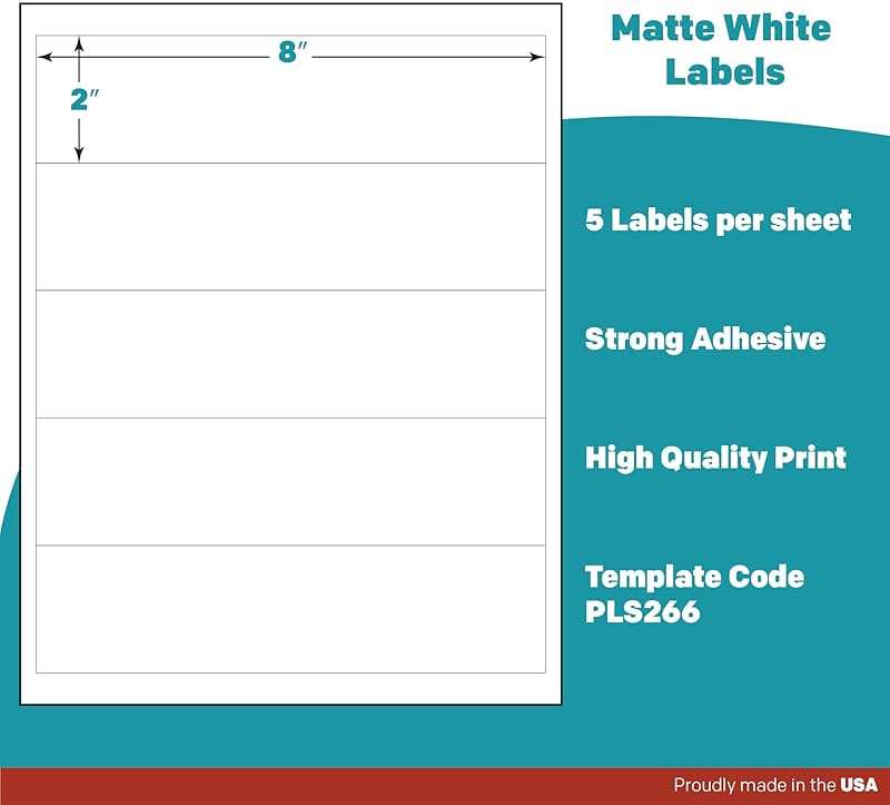 Premium Label Supply Matte White Water Bottle Stickers- NOT Waterproof – 8" x 2" – Laser/Inkjet Compatible – (5 per Sheet), 25 Sheets – 125 Total Adhesive Labels - Image 4