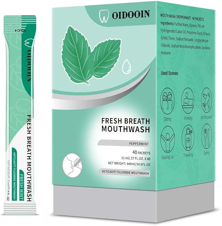 Travel Size Mouthwash Individual Mini Mouthwash for Fresh Breath,for After Meals, Hotels Portable Travel Mouth wash, Bulk Packets 0.4 Fl Oz(Pack of 40) - Image 1