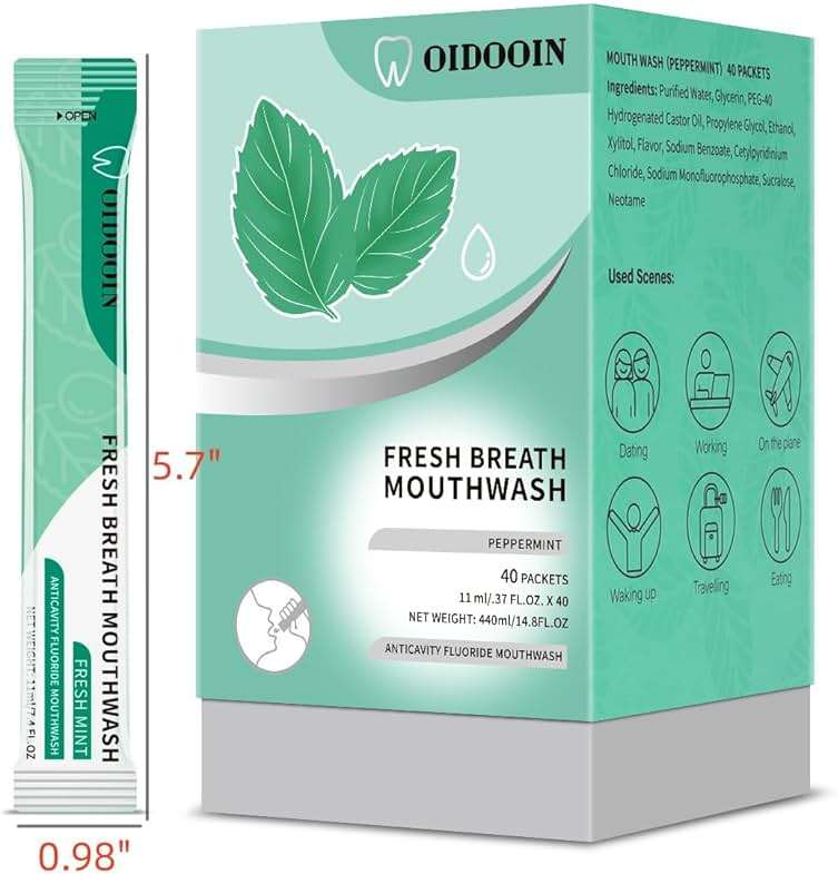 Travel Size Mouthwash Individual Mini Mouthwash for Fresh Breath,for After Meals, Hotels Portable Travel Mouth wash, Bulk Packets 0.4 Fl Oz(Pack of 40) - Image 9