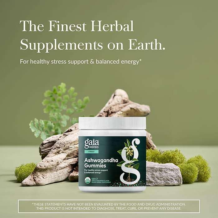 Gaia Herbs Organic Ashwagandha Gummies - Stress Support* - Supports Healthy Cortisol Balance* - Made with Cinnamon & Ginger - Gluten Free & Vegan - 120 Count (40 Servings) - Image 2