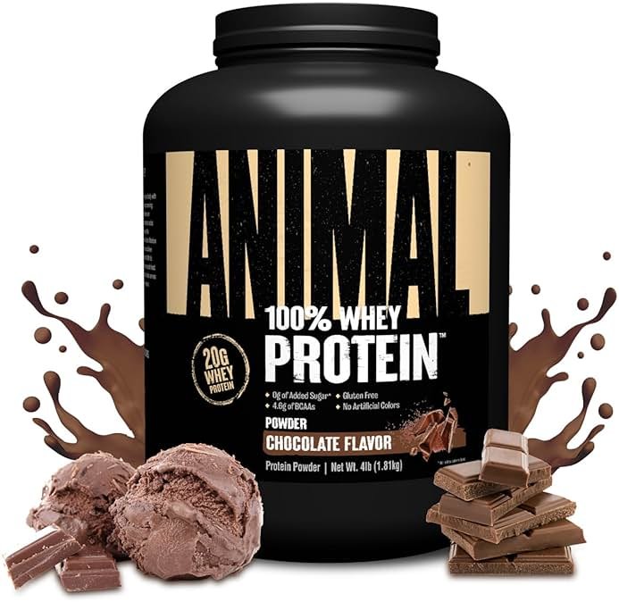 Animal 100% Whey Protein Powder – Whey Blend for Pre Workout or Post Workout, Recovery, or an Anytime Low Sugar Protein Boost Meal Replacement with BCAA Branched Chain Amino Acids – Chocolate, 4 lb - Product Image
