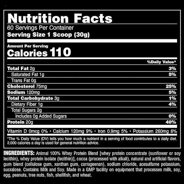 Animal 100% Whey Protein Powder – Whey Blend for Pre Workout or Post Workout, Recovery, or an Anytime Low Sugar Protein Boost Meal Replacement with BCAA Branched Chain Amino Acids – Chocolate, 4 lb - Image 2