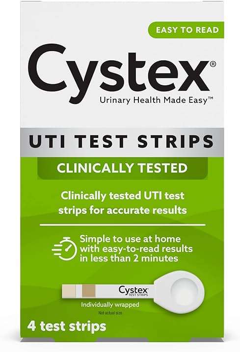 Cystex UTI Test Strips for Women & Men - At-Home UTI Test Kit for Urinary Tract Infection Detection - Urine Test Strips for Leukocytes & Nitrites - Fast, Easy At-Home Results in Minutes - 4 Count - Image 1