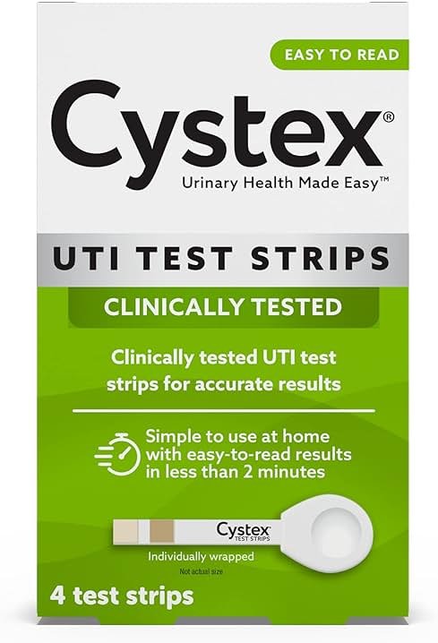 Cystex UTI Test Strips for Women & Men - At-Home UTI Test Kit for Urinary Tract Infection Detection - Urine Test Strips for Leukocytes & Nitrites - Fast, Easy At-Home Results in Minutes - 4 Count - Product Image