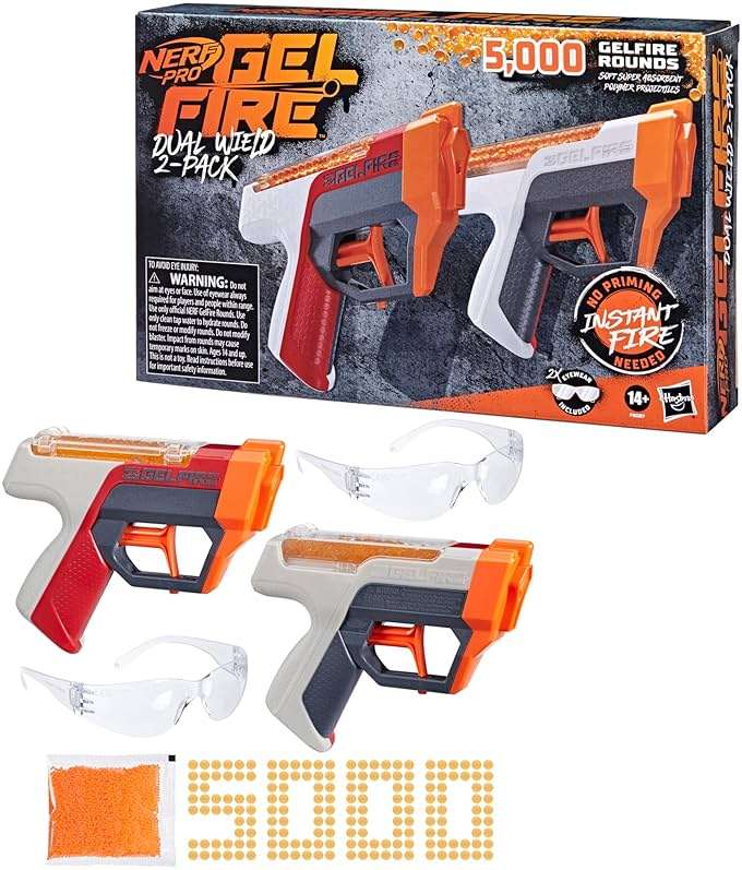 Nerf Pro Gelfire Dual Wield Pack, 2 Blasters, No-Prime Firing, 5000 Gelfire Rounds, 2X 100 Round Integrated Hoppers, 2 Eyewear, Ages 14 & Up - Image 10