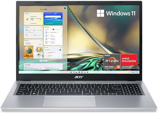 Acer Aspire 3 A315-24P-R7VH Slim Laptop | 15.6" Full HD | AMD Ryzen 3 7320U Quad-Core | AMD Radeon Graphics | 8GB LPDDR5 | 128GB NVMe SSD | Wi-Fi 6 | Windows 11 Home - Image 1