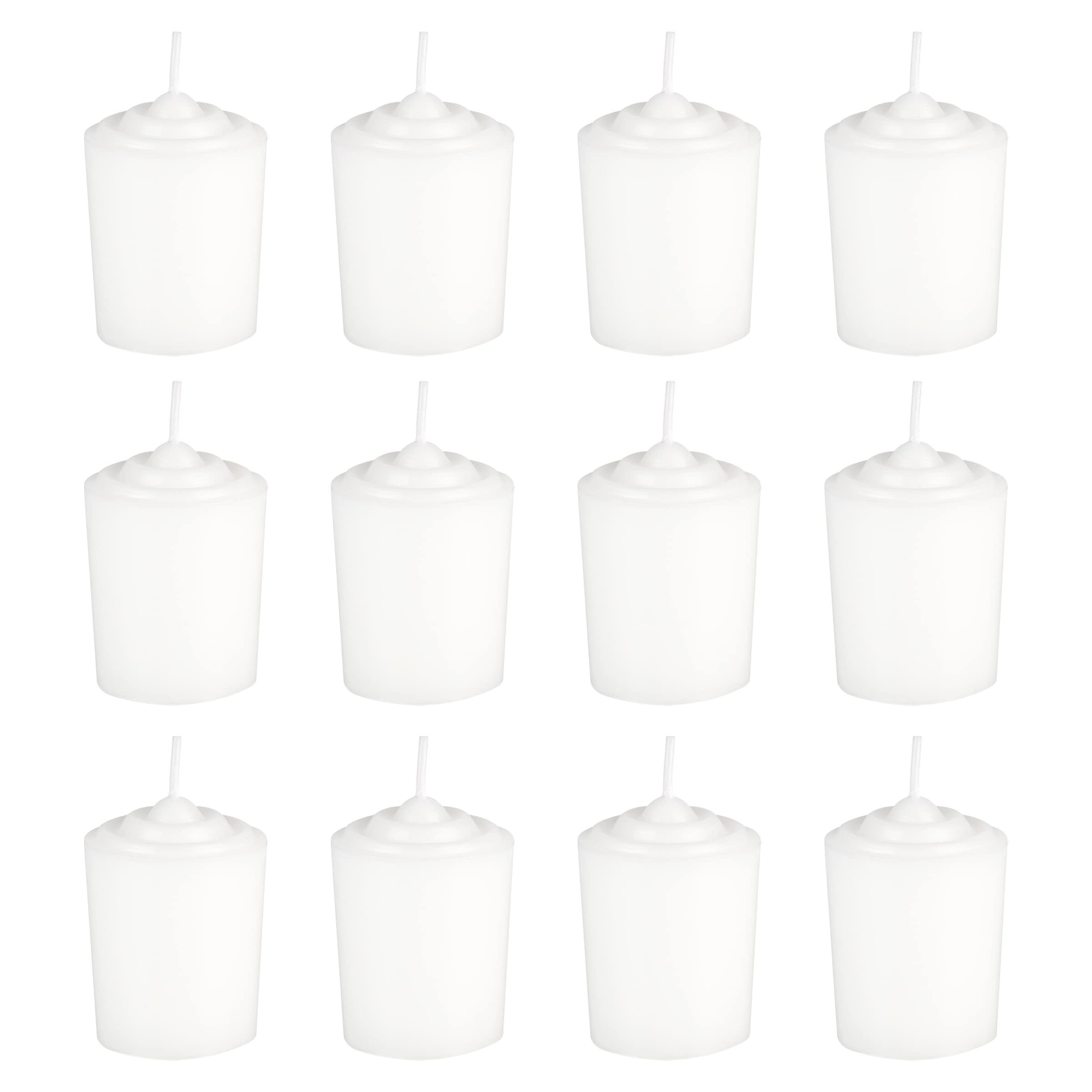 Mega Candles 12 pcs Unscented White Votive Candles, Hand Poured Wax Candle 15 Hours 1.5 Inch x 2.25 Inch, Home Décor, Wedding Receptions, Centerpieces, Occasions, Events, Festivities, Meditations - Product Image