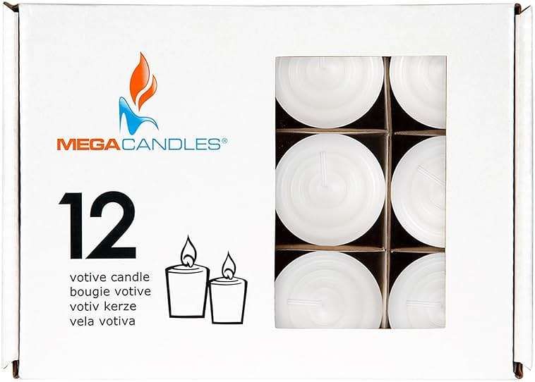 Mega Candles 12 pcs Unscented White Votive Candles, Hand Poured Wax Candle 15 Hours 1.5 Inch x 2.25 Inch, Home Décor, Wedding Receptions, Centerpieces, Occasions, Events, Festivities, Meditations - Image 3
