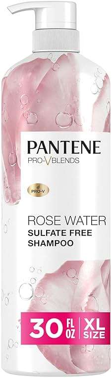 Pantene Sulfate Free Rose Water Shampoo, Soothes, Replenishes Hydration, Safe for Color Treated Hair, Nutrient Infused with Vitamin B5 and Antioxidants, Pro-V Blends, 30.0 oz - Image 1