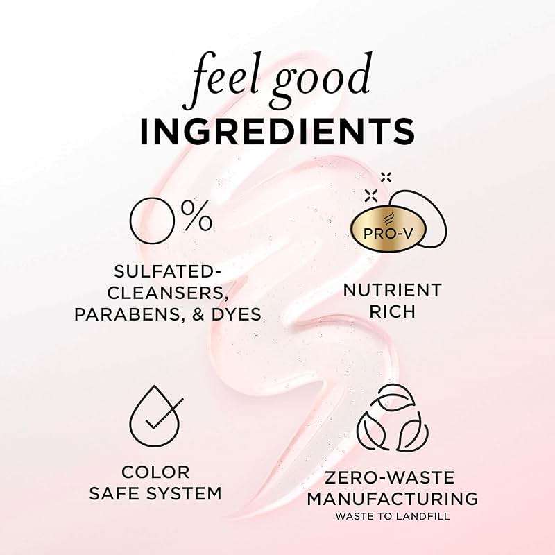 Pantene Sulfate Free Rose Water Shampoo, Soothes, Replenishes Hydration, Safe for Color Treated Hair, Nutrient Infused with Vitamin B5 and Antioxidants, Pro-V Blends, 30.0 oz - Image 6