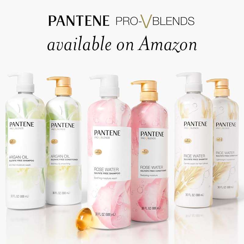 Pantene Sulfate Free Rose Water Shampoo, Soothes, Replenishes Hydration, Safe for Color Treated Hair, Nutrient Infused with Vitamin B5 and Antioxidants, Pro-V Blends, 30.0 oz - Image 7