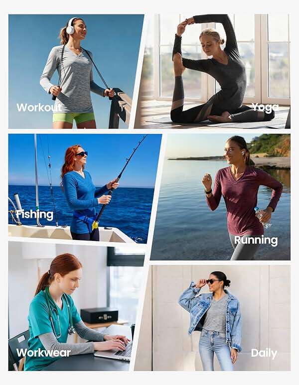 Moisture Wicking Shirts for Women Quick Dry Athletic Running Long Sleeve T Shirts Womens V Neck Workout Tops - Image 7