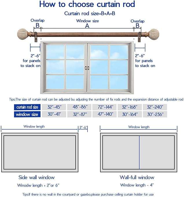 Wood Curtain Rods for Windows: 1 Inch Diameter Adjustable Heavy Duty Curtain Rod 48" to 86" with Imitation Wood Grain Leaf Pattern Finials - Image 3